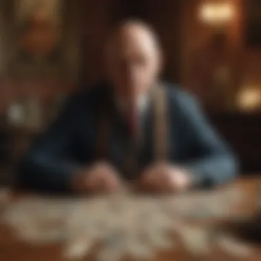 Aleister Crowley's Influence on Tarot A historical depiction of Aleister Crowley alongside tarot cards.