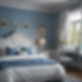 Serene blue and white bedroom decor
