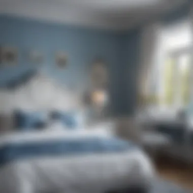 Serene blue and white bedroom decor