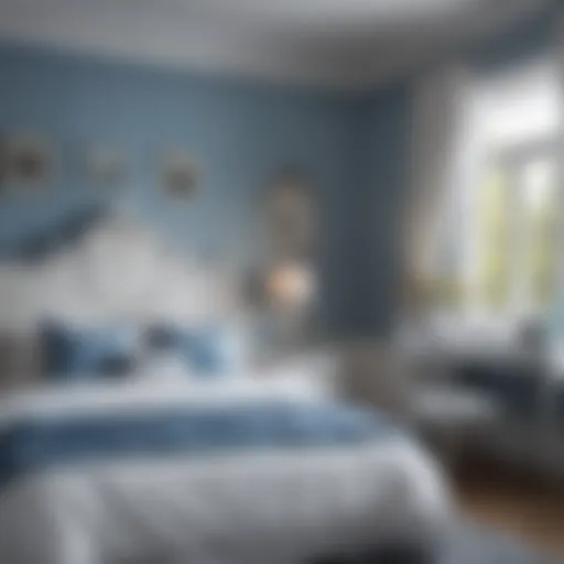 Serene blue and white bedroom decor