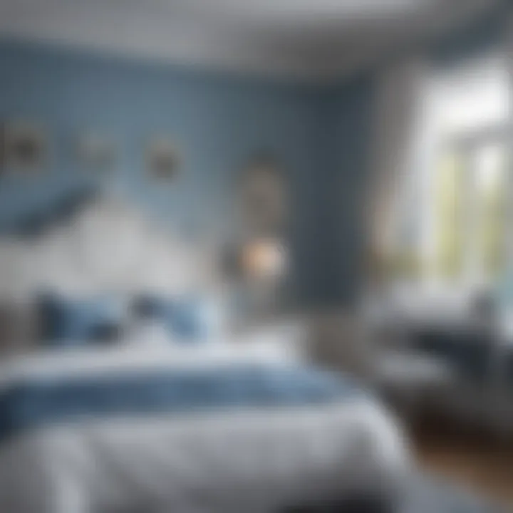 Serene blue and white bedroom decor