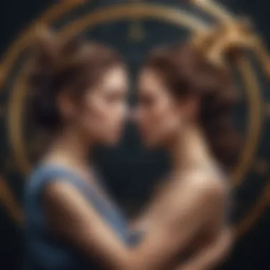 Two intertwined zodiac signs symbolizing emotional dynamics