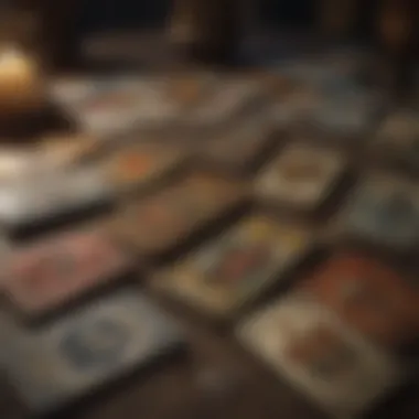 A collection of various tarot decks displayed artistically.