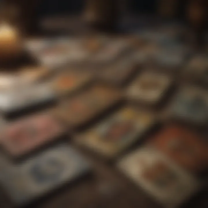 A collection of various tarot decks displayed artistically.