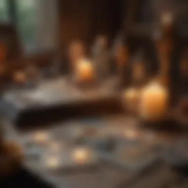 Creating a Sacred Tarot Reading Space A serene setting with candles, crystals, and tarot cards.