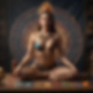 An artistic representation of chakras aligned with tarot symbols, illustrating their interconnectedness.