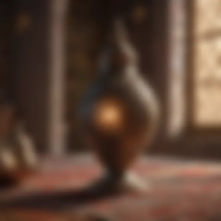 An artistic representation of traditional Arabic cultural elements relating to the calendar