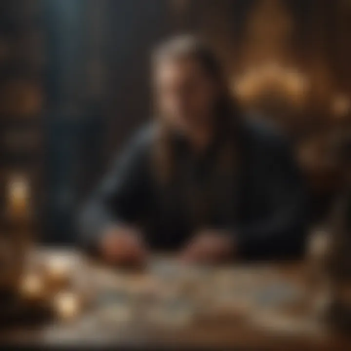 A serene scene illustrating the use of Crowley Tarot for personal reflection and self-discovery.
