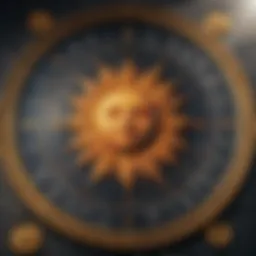 A celestial chart showcasing the Sun, Moon, and Rising signs