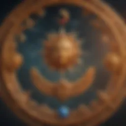 Astrological symbols representing sun, moon, and rising signs