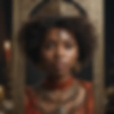 Symbolism in Afro Tarot Cards Close-up of a Tarot card highlighting symbolic elements rooted in African heritage.