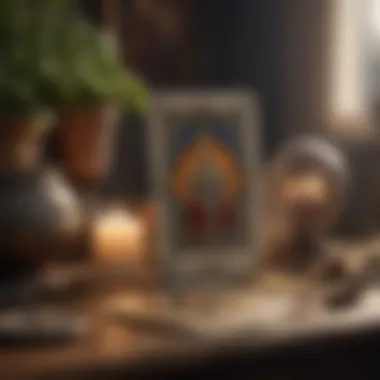 Inviting Tarot Reading Setup An inviting tarot reading setup with borderless tarot cards and calming elements.