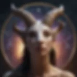 Illustration of Capricorn zodiac sign with celestial backdrop