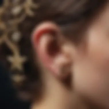 Mystical Perception A close-up of an ear surrounded by mystical symbols
