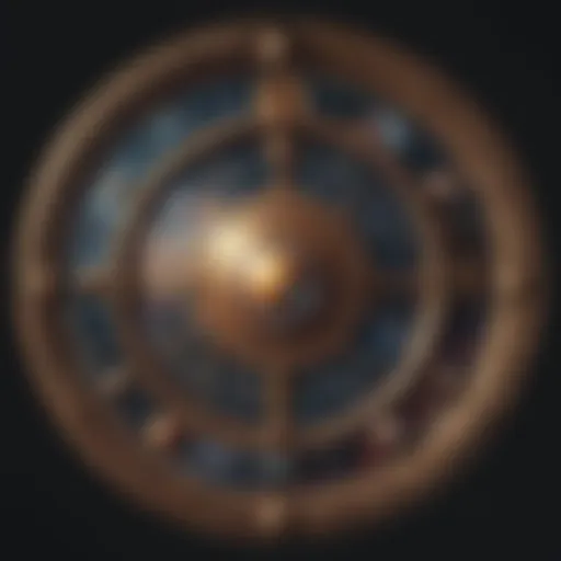 Celestial chart illustrating zodiac signs in alignment