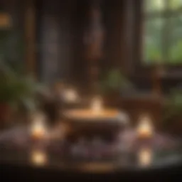 A serene meditation space with crystals and candles