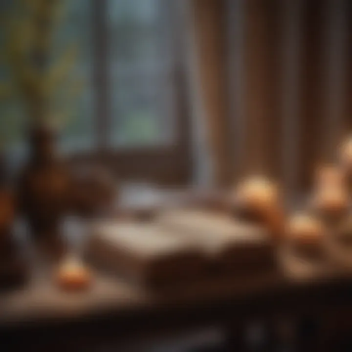 A serene setting with burning incense and candles, representing a peaceful space for psychic readings.