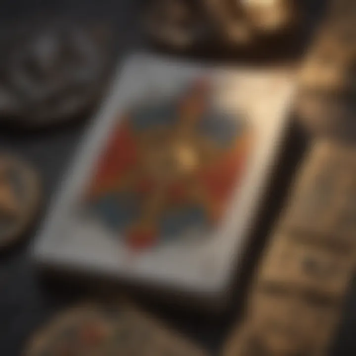 A close-up of tarot cards highlighting symbols of love and connection