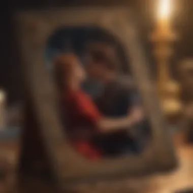 Romantic Tarot Scene Close-up of a tarot card depicting a romantic scene