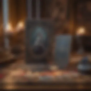 Love Dynamics Explored Through Tarot A serene setting for a tarot reading focused on love dynamics