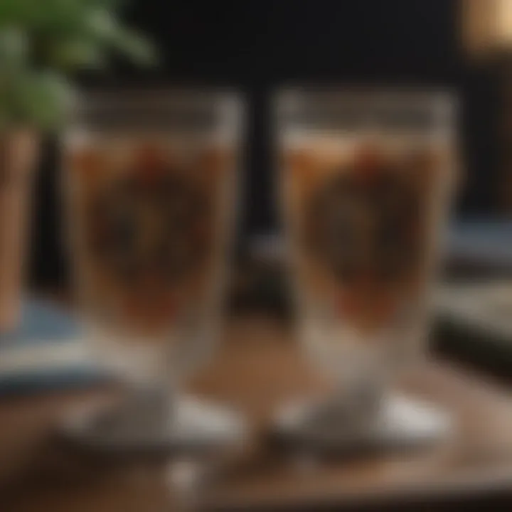 Close-up of tarot cards with a focus on the Two of Cups