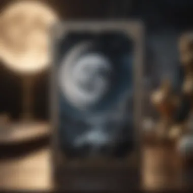 The Moon Card: A Journey Within A serene tarot card depicting the moon representing intuition and reflection.