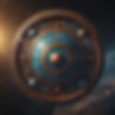 A cosmic representation of numbers intertwined with planetary symbols.