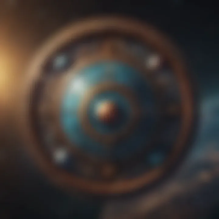 A cosmic representation of numbers intertwined with planetary symbols.