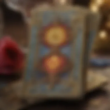 Tarot Cards Reflecting Romantic Energies Close-up of tarot cards featuring love symbols