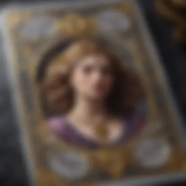 Artistic Detail of a Plastic Tarot Card Close-up of a plastic tarot card illustrating intricate artwork