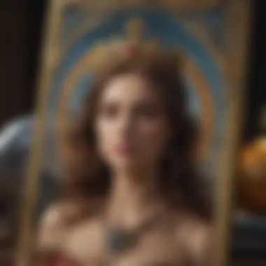Symbolism in a Single Tarot Card A close-up of a single tarot card with rich imagery and meaning