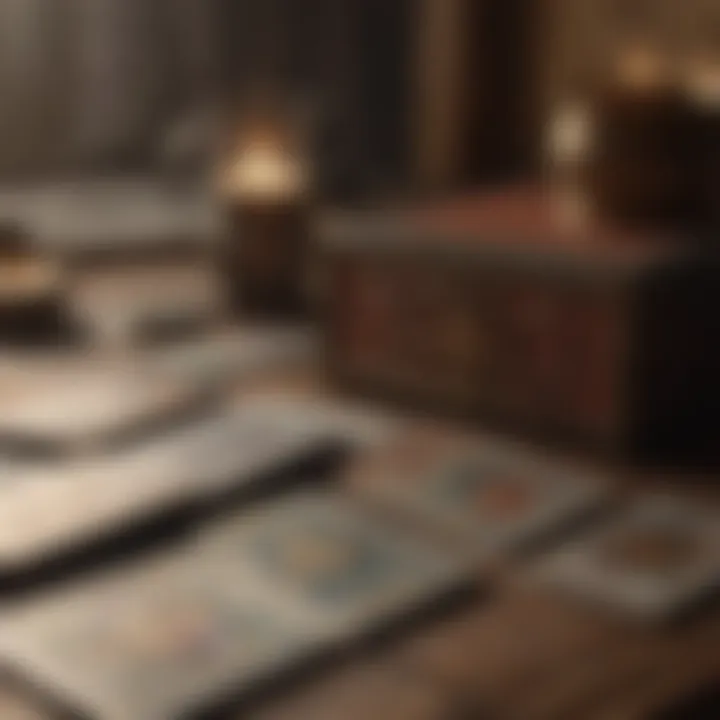 A serene digital workspace featuring tarot readings