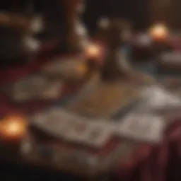 An elegant tarot card spread on a velvet cloth