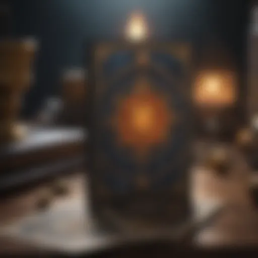 Illustration of tarot cards spread with mystical symbols