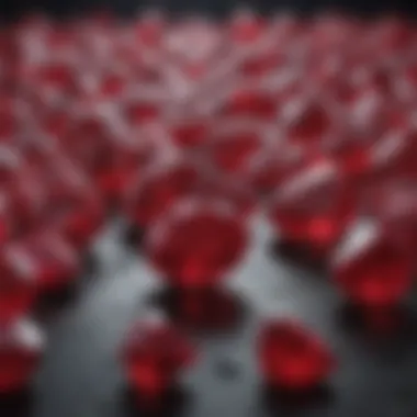 Aesthetic Appeal of Ruby Stones An arrangement of ruby stones in various cuts highlighting their aesthetic appeal.