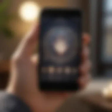User Interface of a Leading Palm Reading Application A smartphone displaying a popular palm reading app interface
