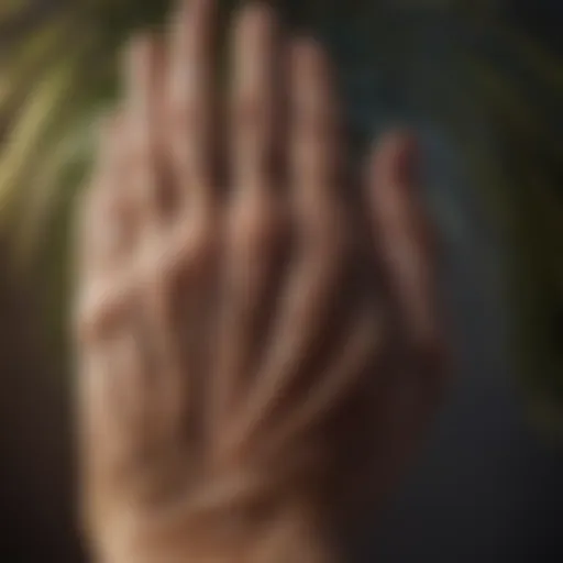 Close-up of a palm with intricate lines