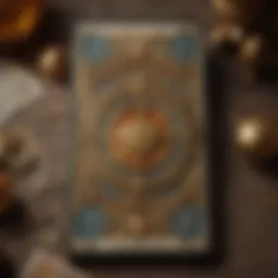 A close-up view of a tarot card featuring symbols of prosperity and abundance.