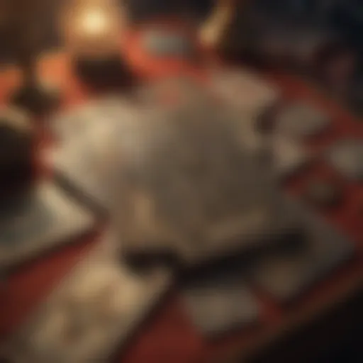An assortment of classic tarot cards spread out on a velvet cloth