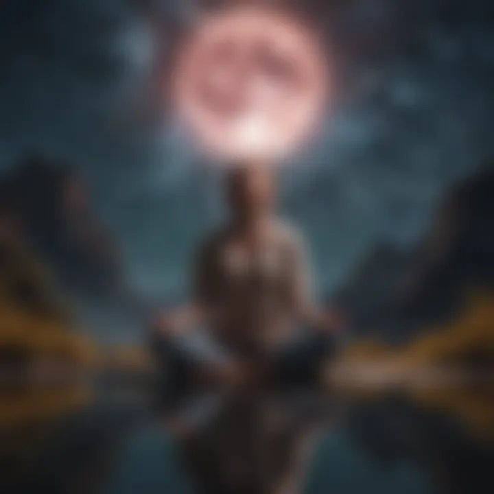 Illustration of a person meditating under the stars