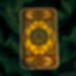 An intricately designed tarot card featuring a single emblematic symbol