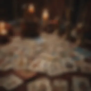 An illustrated diagram of a tarot spread with card placements and meanings.