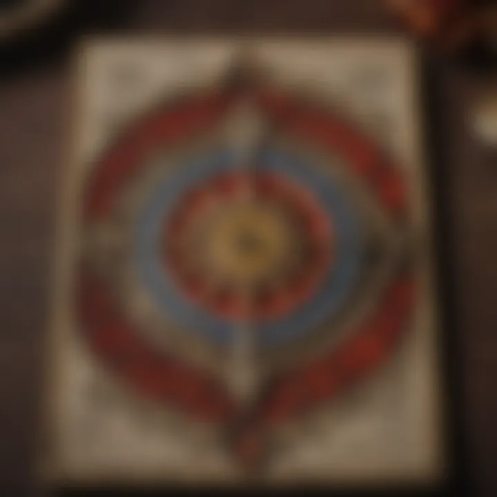 Close-up of a tarot card associated with love and commitment