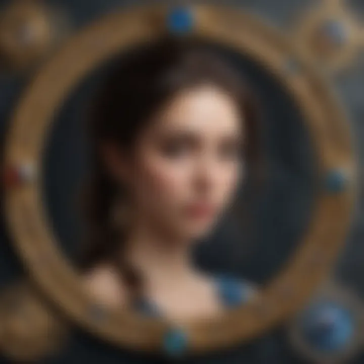 An illustrated representation of zodiac signs integrated with card imagery