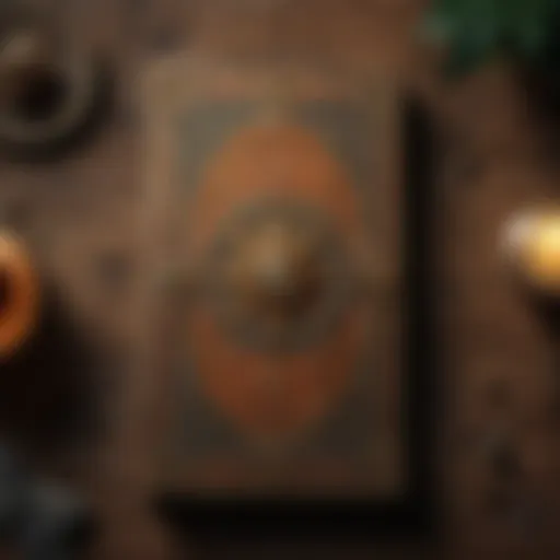 A mystical tarot card spread on a wooden table