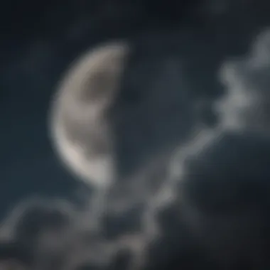 The Mystique of the Crescent Moon A crescent moon peeking through the clouds