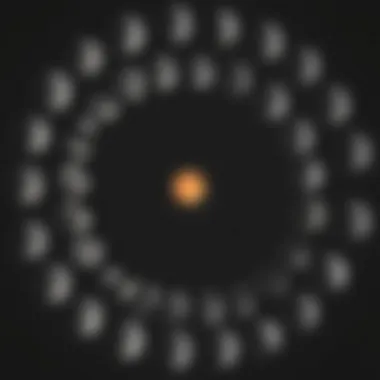 An artistic representation of moon phases in a circular layout