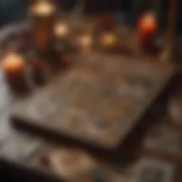 Artistic depiction of tarot cards spread on a mystical table