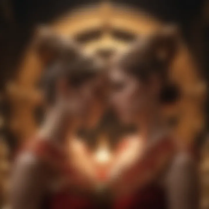 Illustration depicting Aries rising sign's influence on relationships