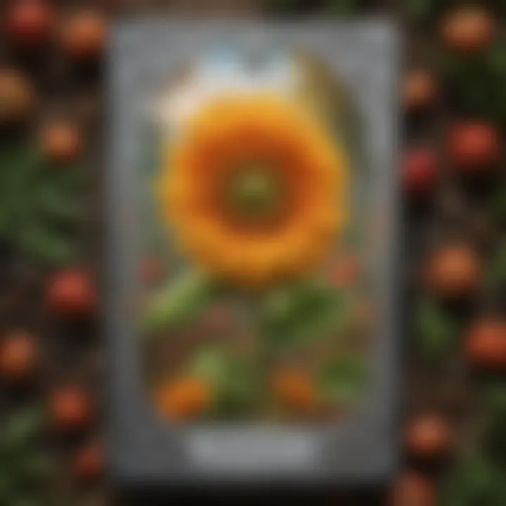 A close-up view of a tarot card displaying intricate symbolism tied to nature and the seasons.